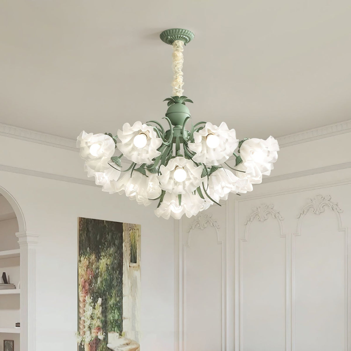 Evren Chandelier Flower with Petals and Leaves