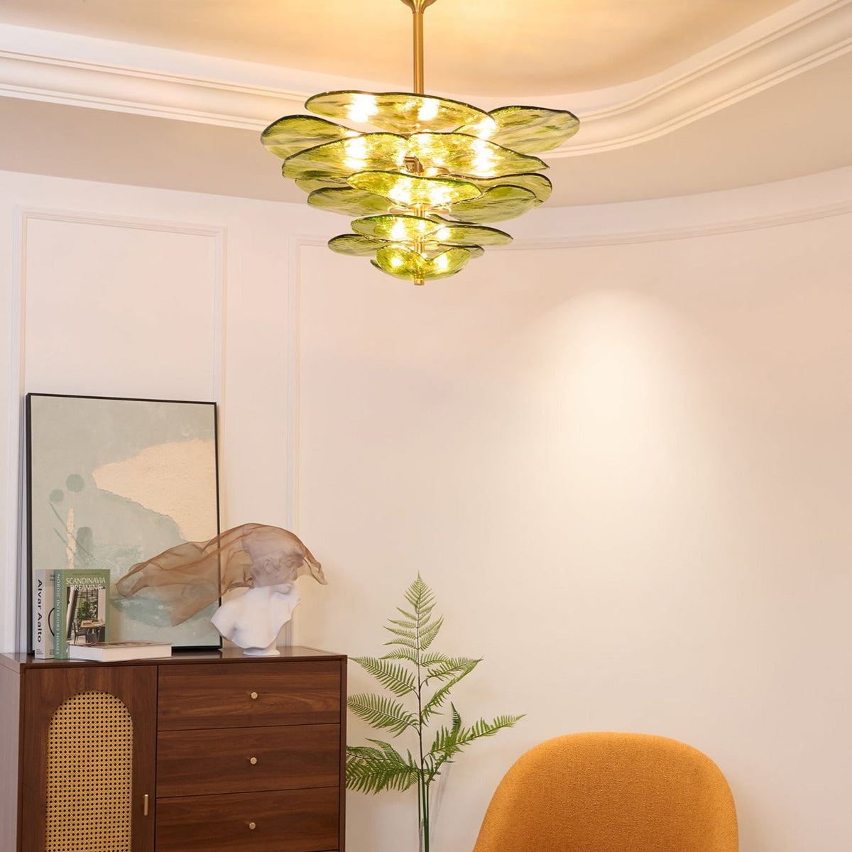 Valentina Lotus Leaf Layered Glass Chandelier