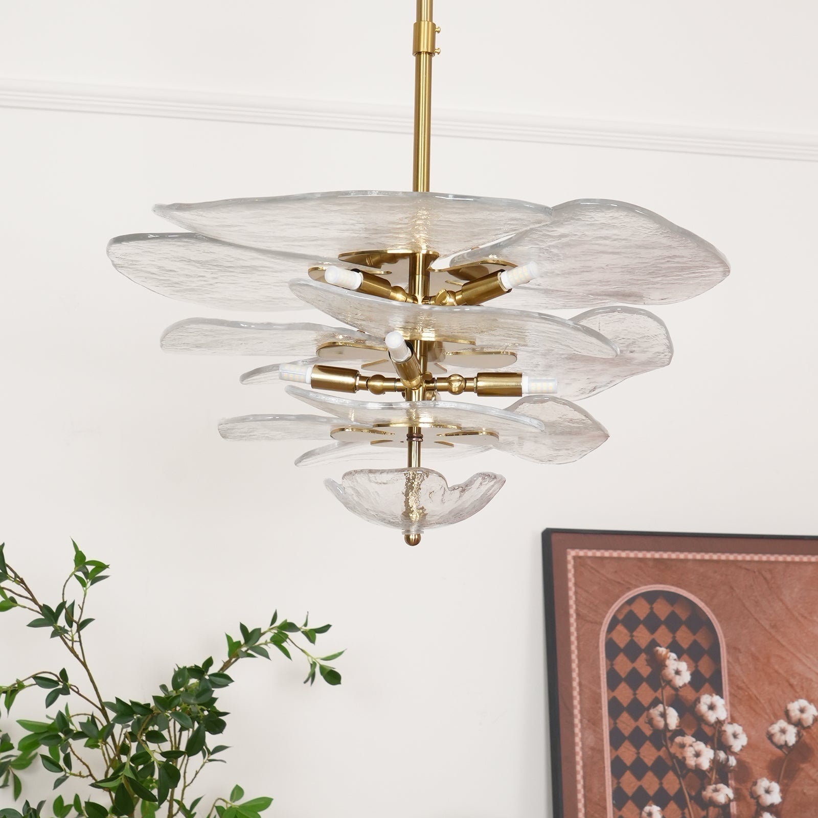 Valentina Lotus Leaf Layered Glass Chandelier