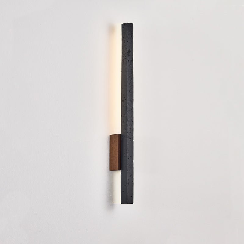 Juna Slim Black Travertine Linear Wall Lamp