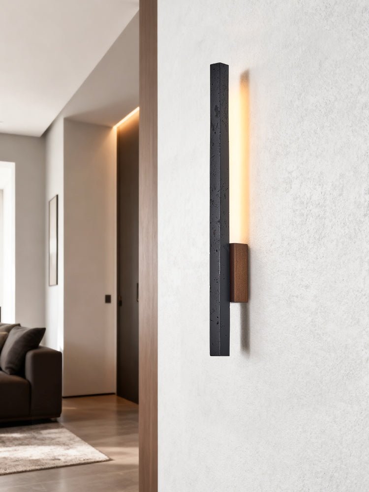 Juna Slim Black Travertine Linear Wall Lamp