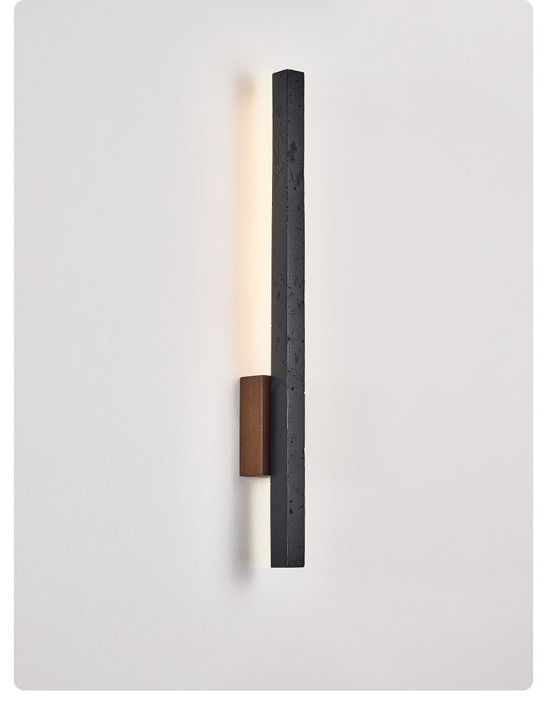 Juna Slim Black Travertine Linear Wall Lamp