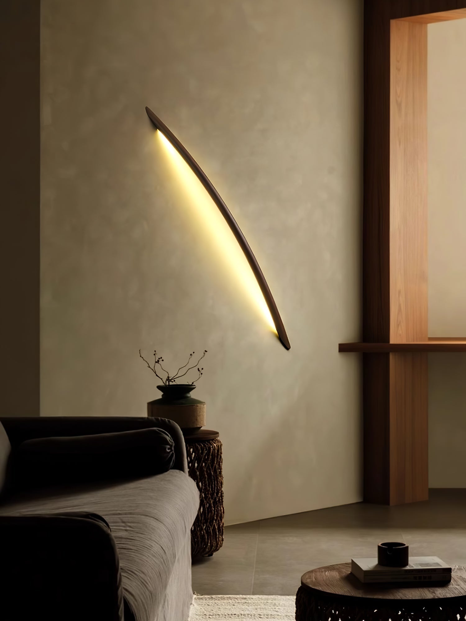 Evvinos Modern Minimalist Linear Wood Wall Light