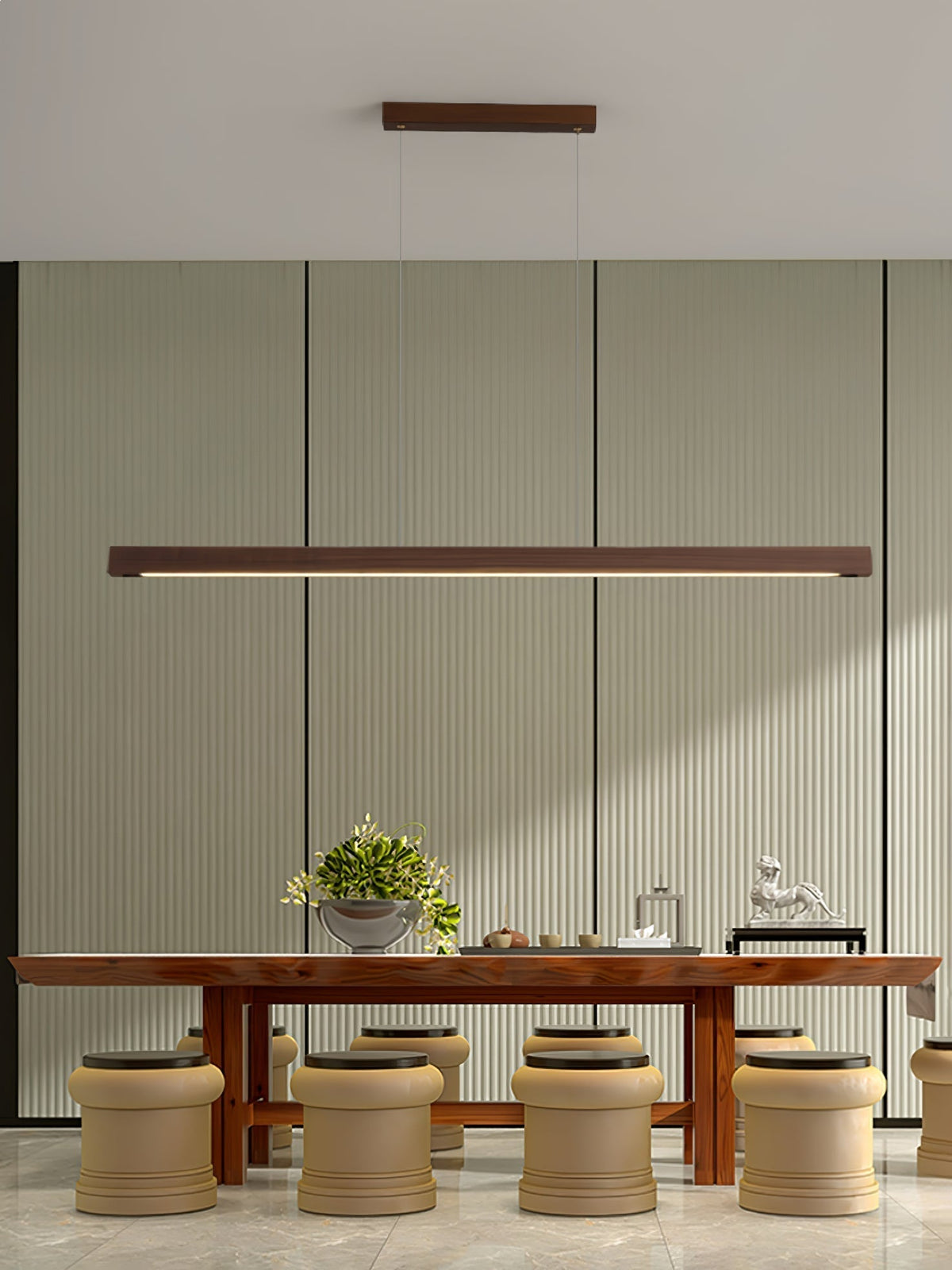 Rinalina Linear Minimalist Wood Pendant Light