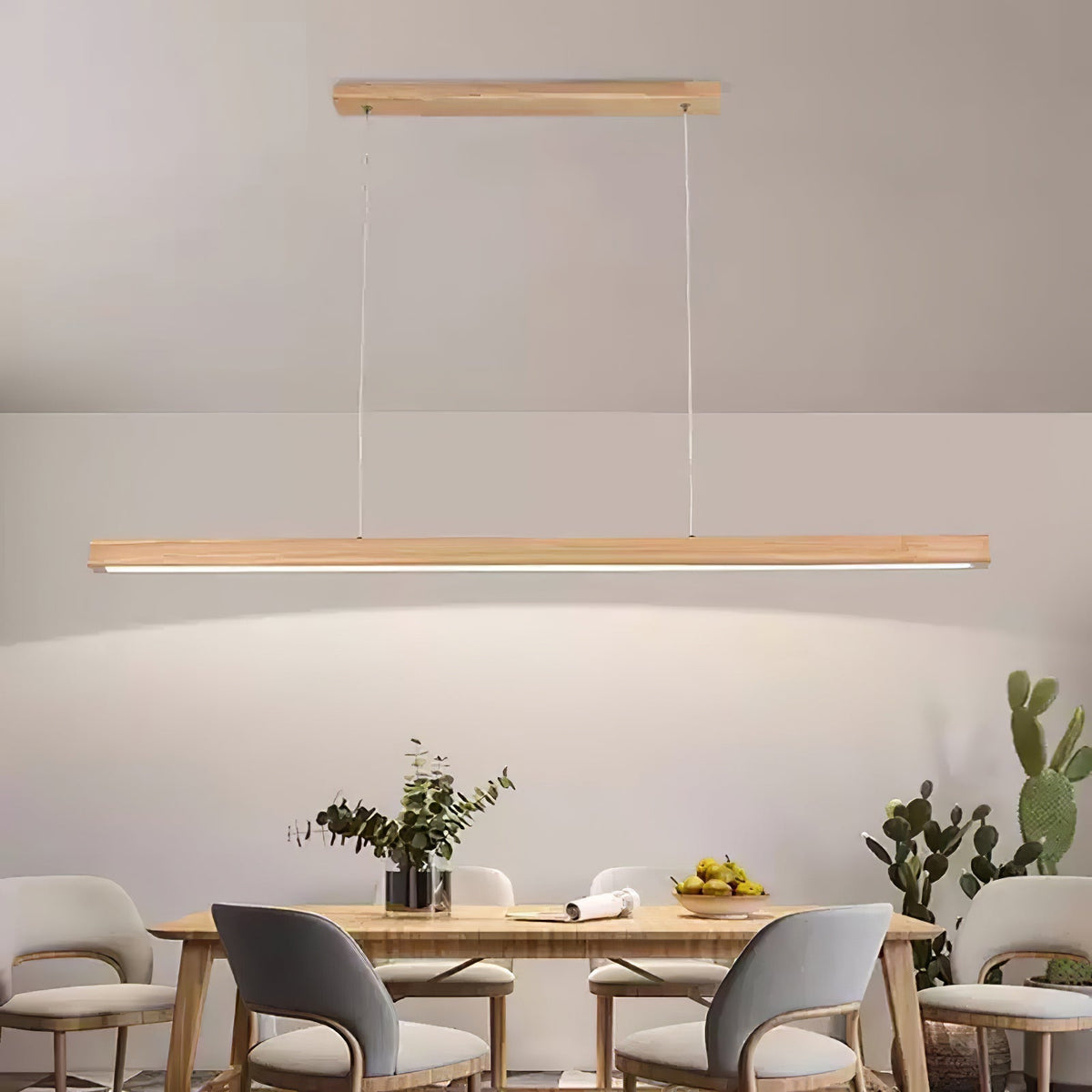 Rinalina Linear Minimalist Wood Pendant Light