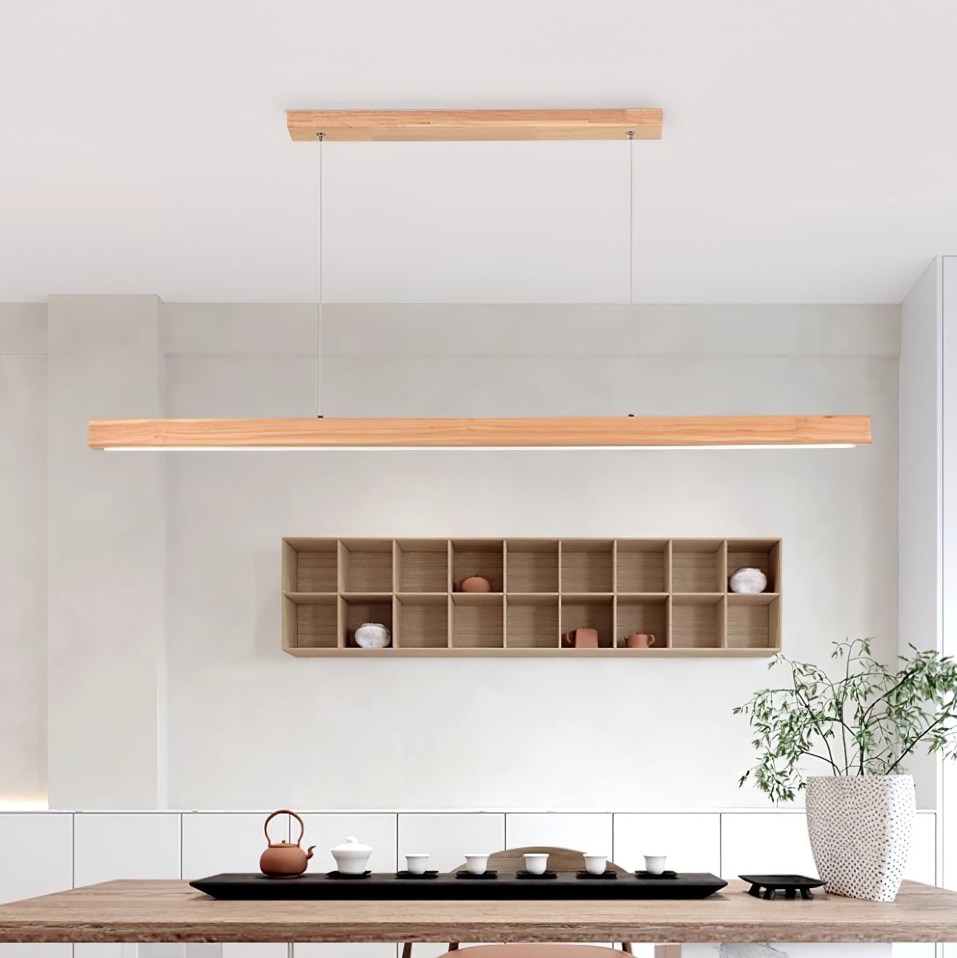 Rinalina Linear Minimalist Wood Pendant Light
