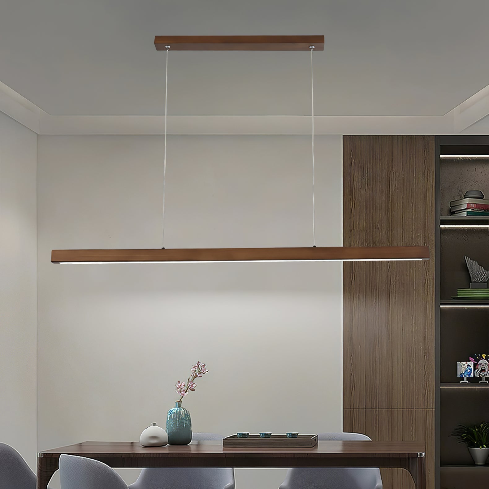 Rinalina Linear Minimalist Wood Pendant Light
