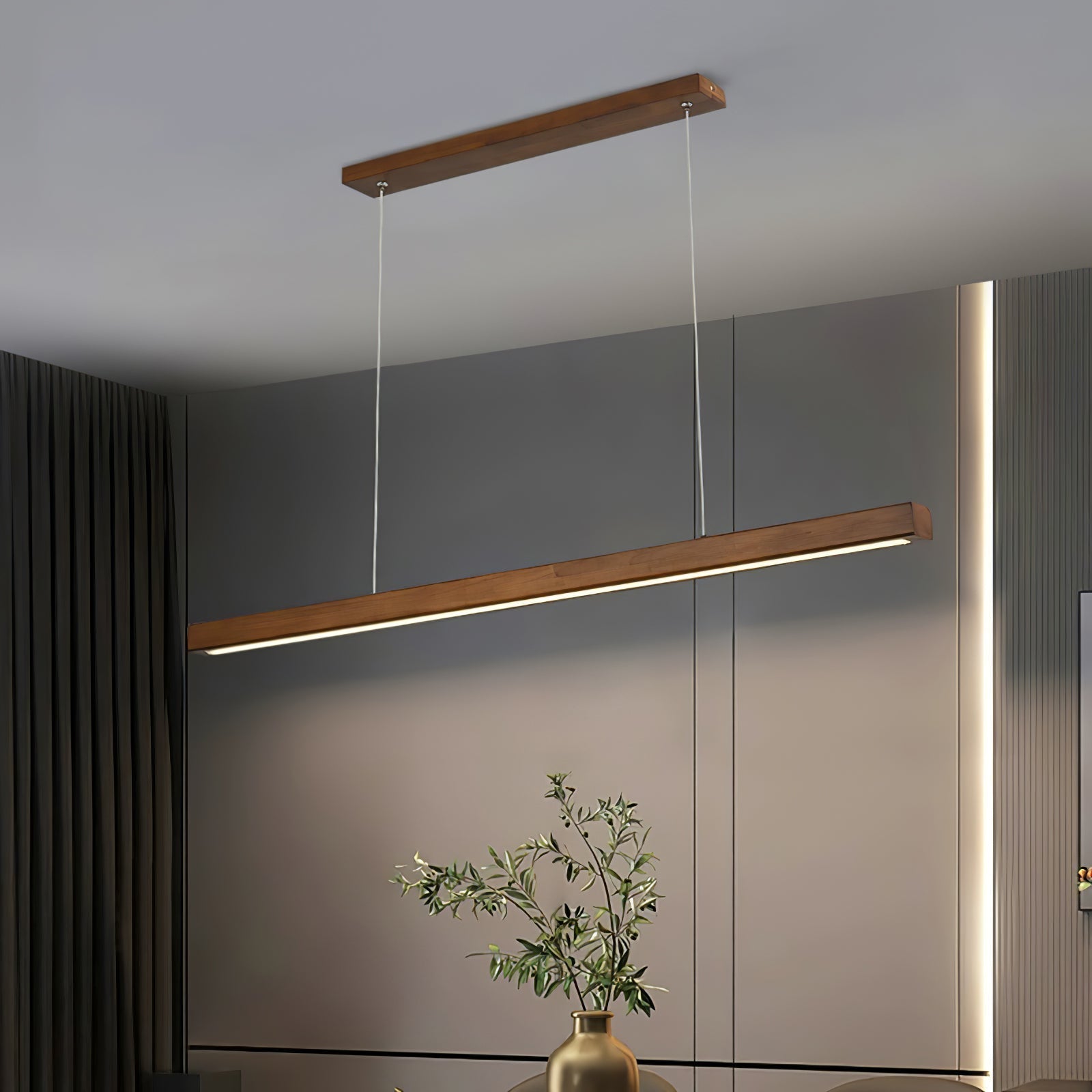Rinalina Linear Minimalist Wood Pendant Light