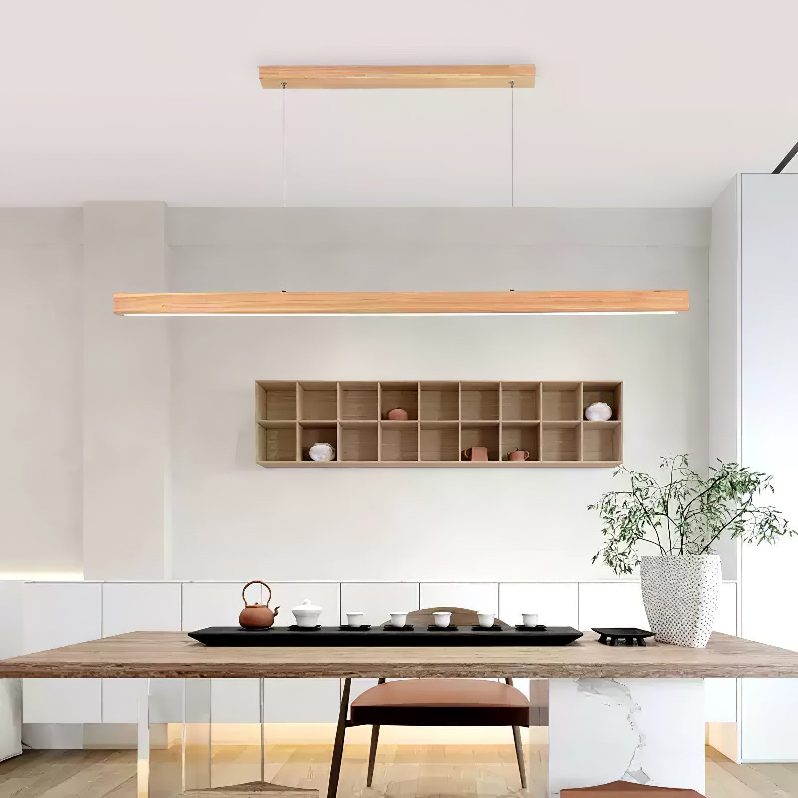 Rinalina Linear Minimalist Wood Pendant Light