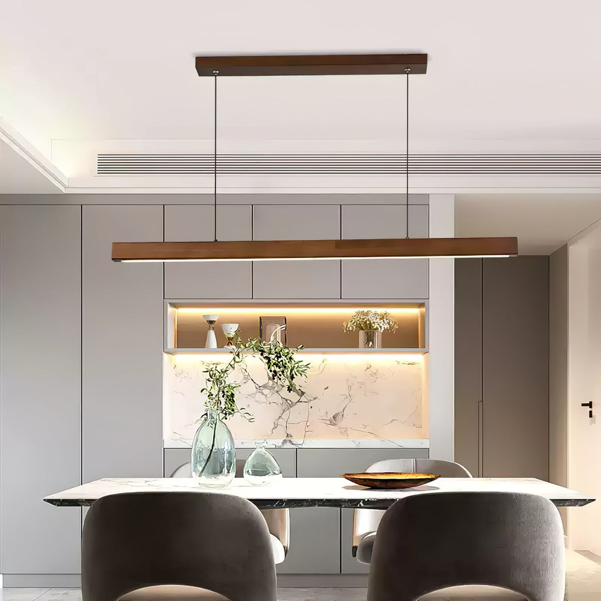 Rinalina Linear Minimalist Wood Pendant Light