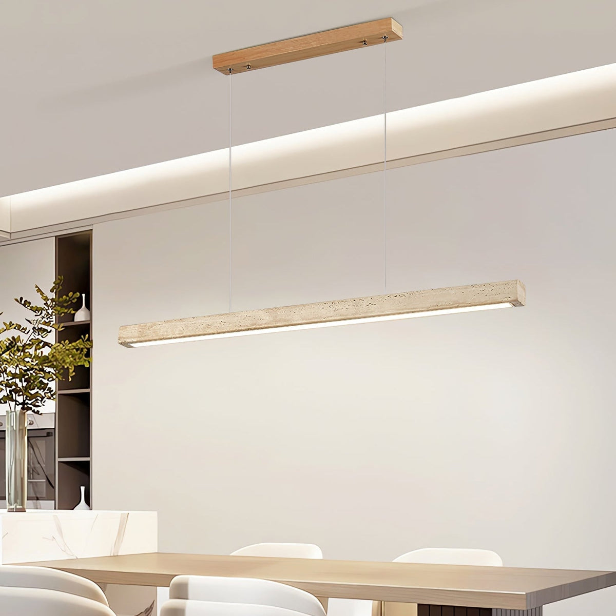 Imiror Minimalist Travertine Linear Pendant