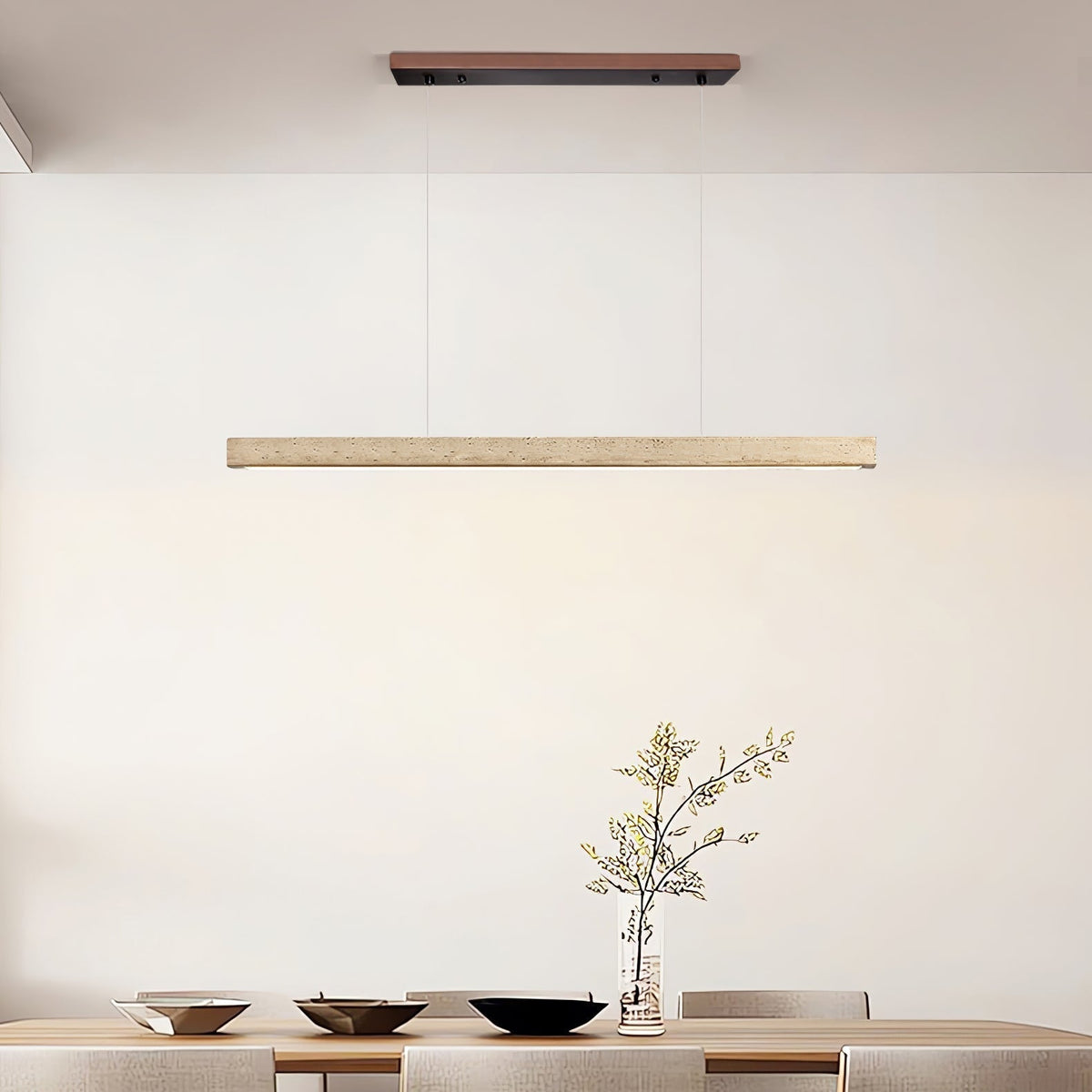 Imiror Minimalist Travertine Linear Pendant