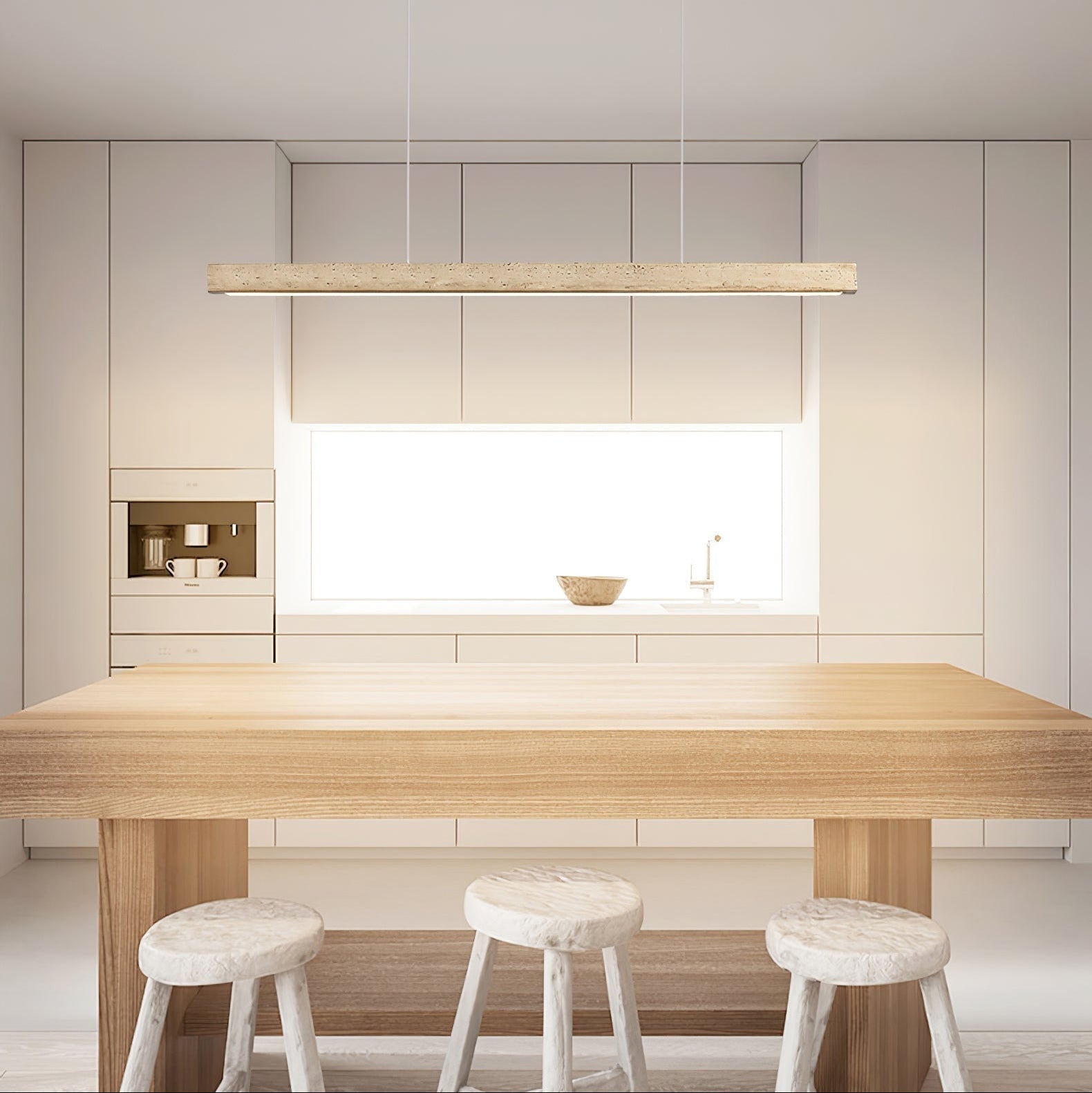 Imiror Minimalist Travertine Linear Pendant