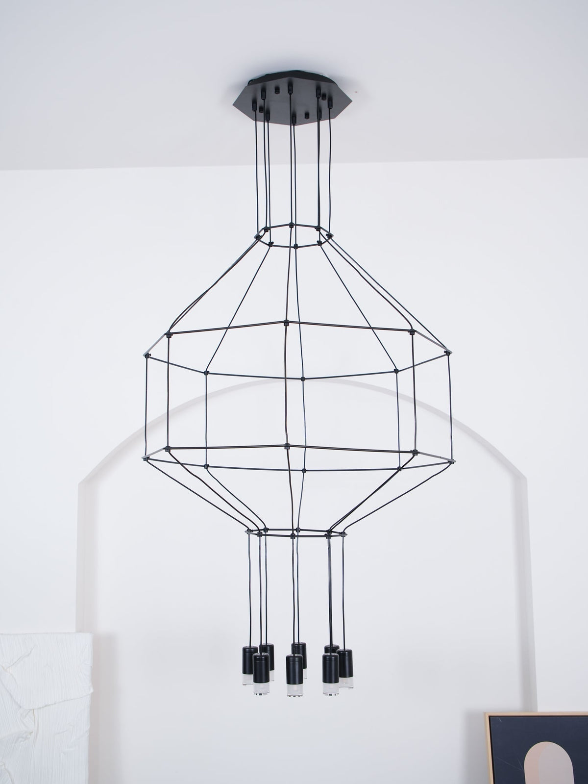 Tevenq Chandelier Lines Black Wireframe LED