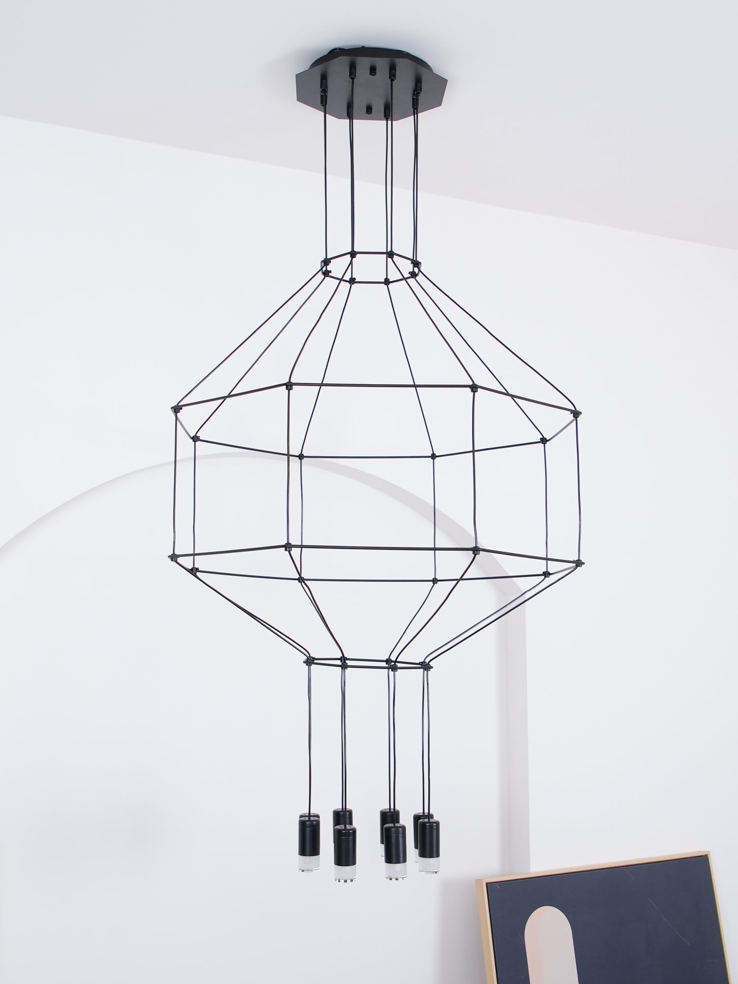 Tevenq Chandelier Lines Black Wireframe LED