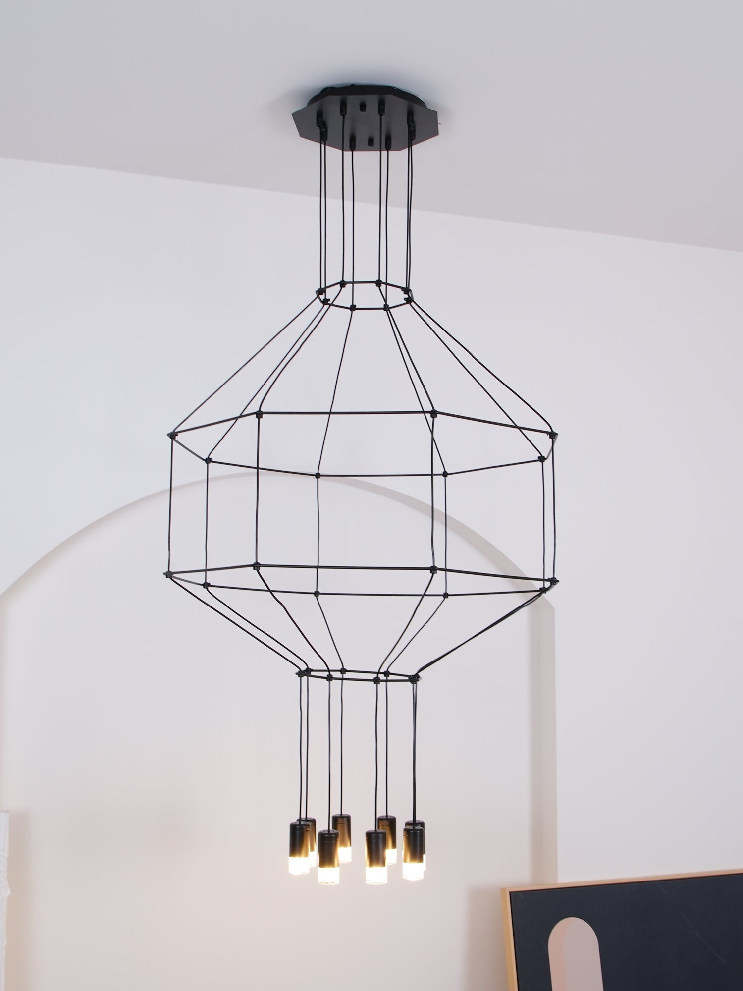 Tevenq Chandelier Lines Black Wireframe LED