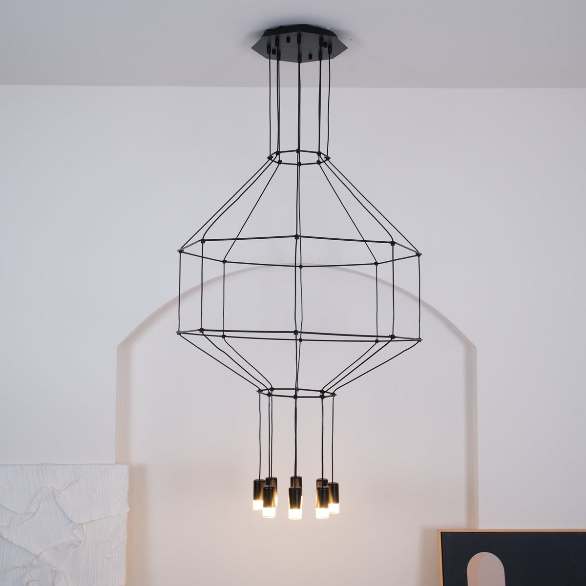 Tevenq Chandelier Lines Black Wireframe LED
