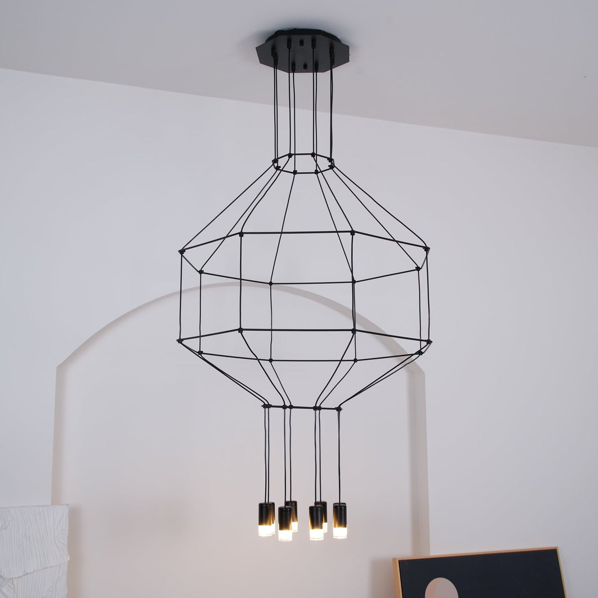 Tevenq Chandelier Lines Black Wireframe LED