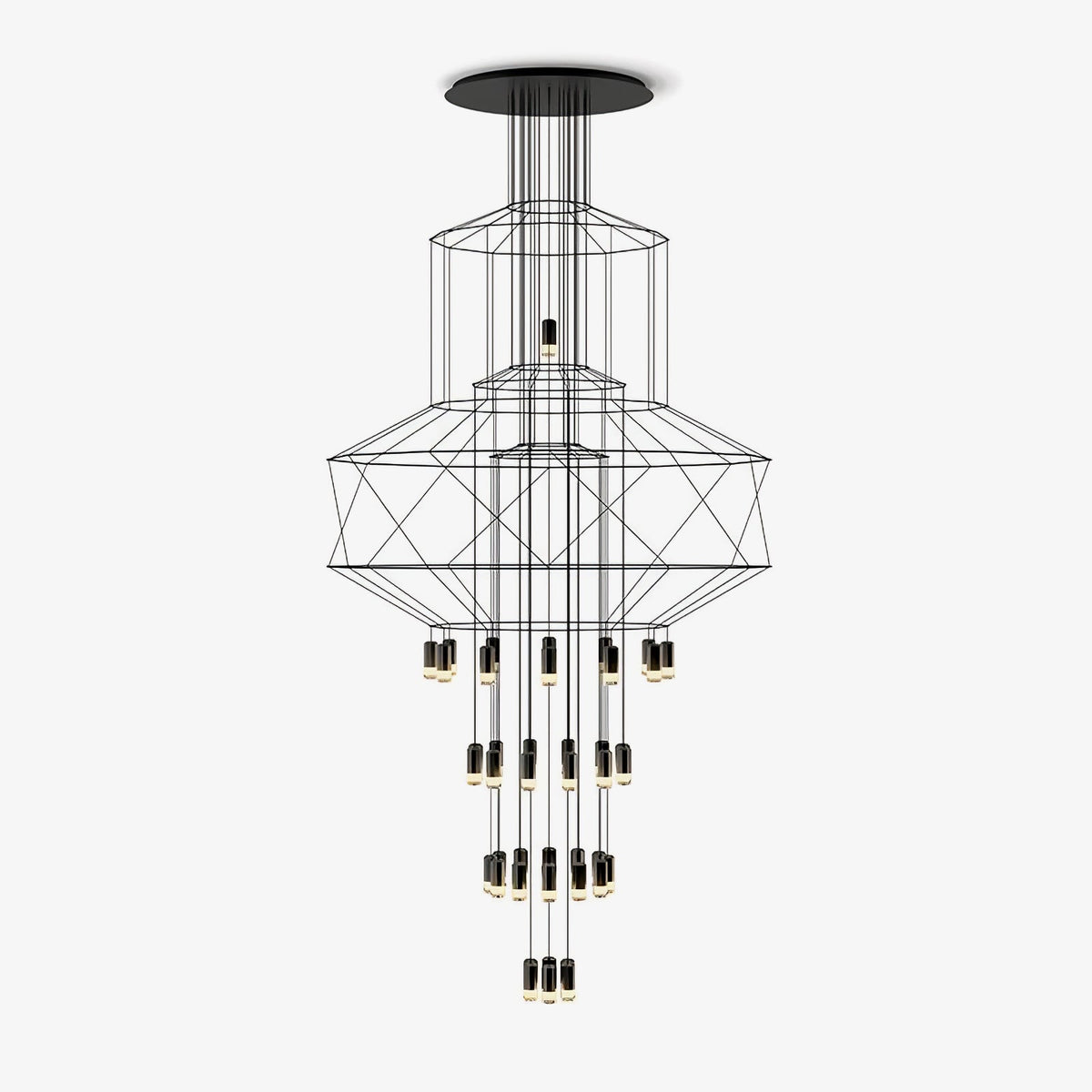 Tevenq Chandelier Lines Black Wireframe LED