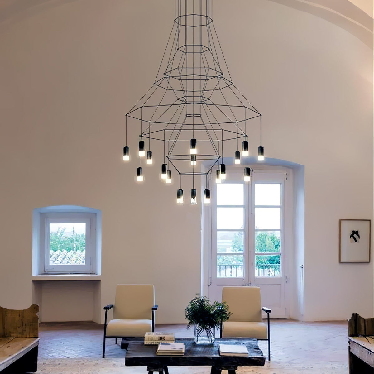 Tevenq Chandelier Lines Black Wireframe LED