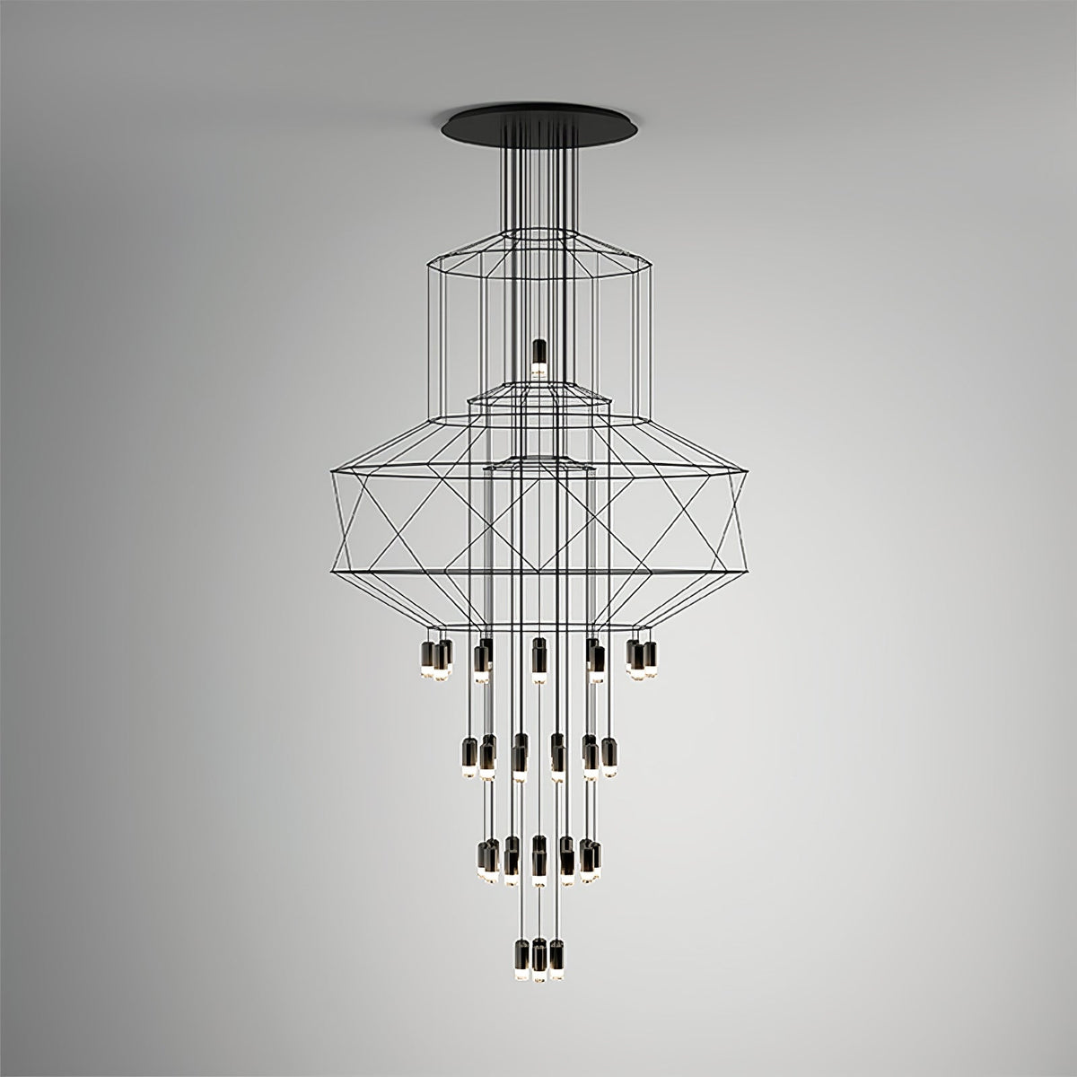 Tevenq Chandelier Lines Black Wireframe LED