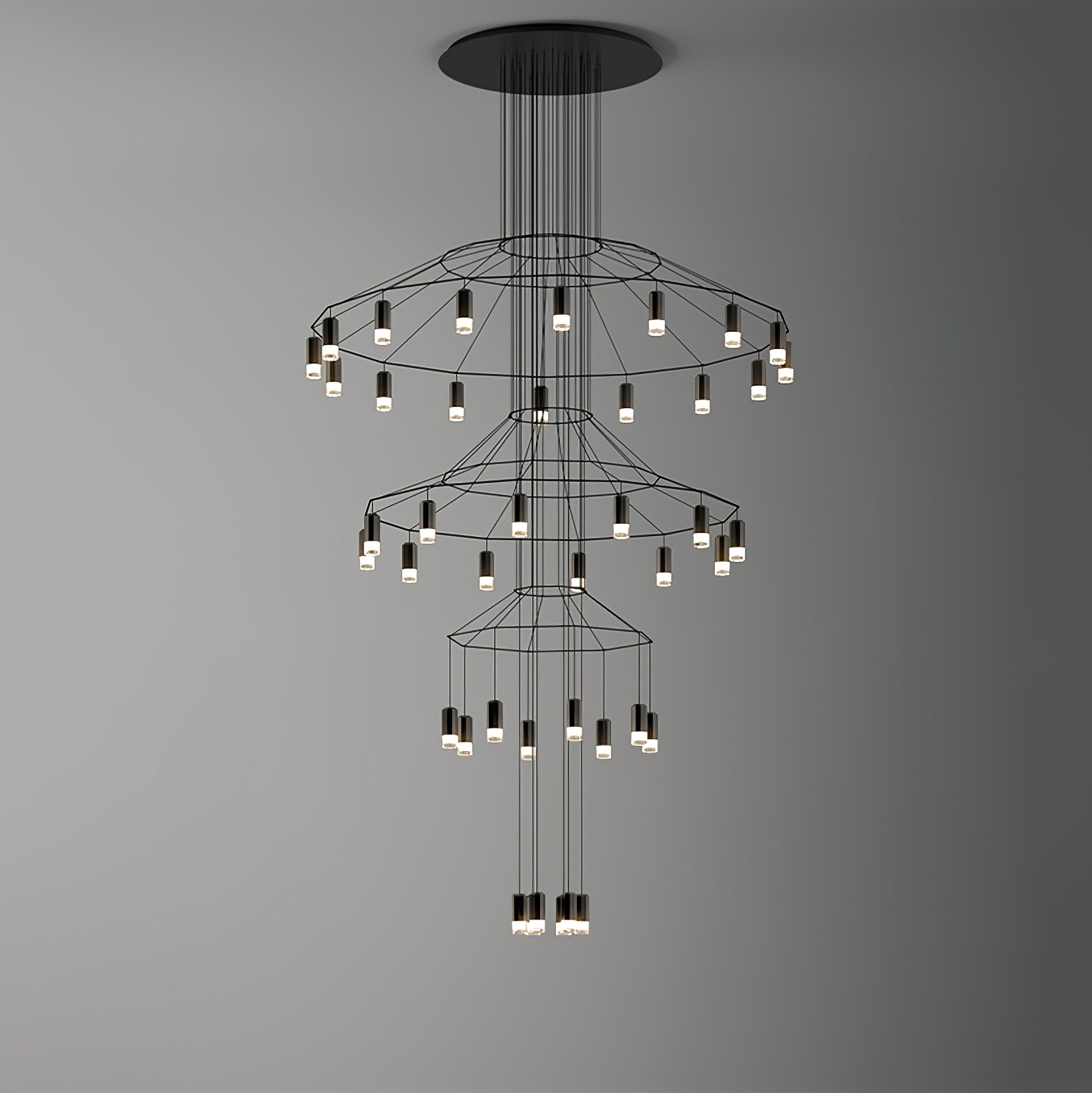Tevenq Chandelier Lines Black Wireframe LED