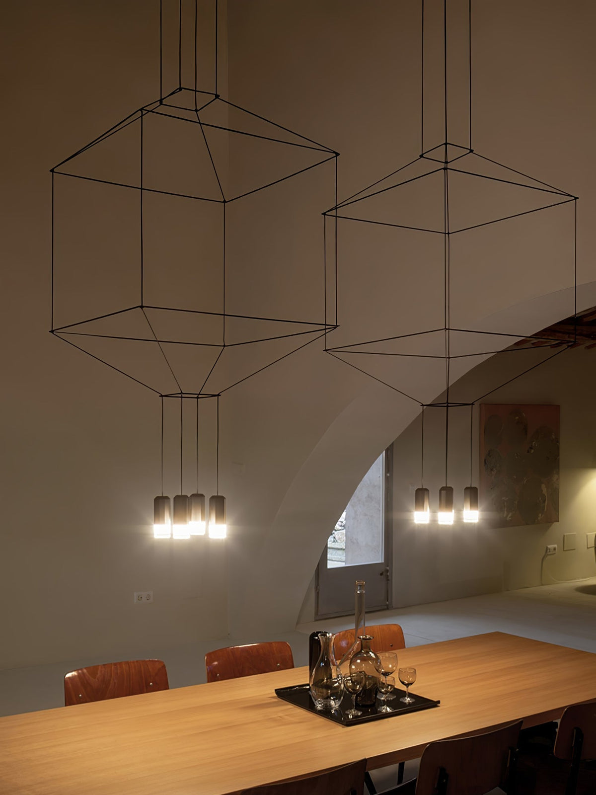 Tevenq Chandelier Lines Black Wireframe LED