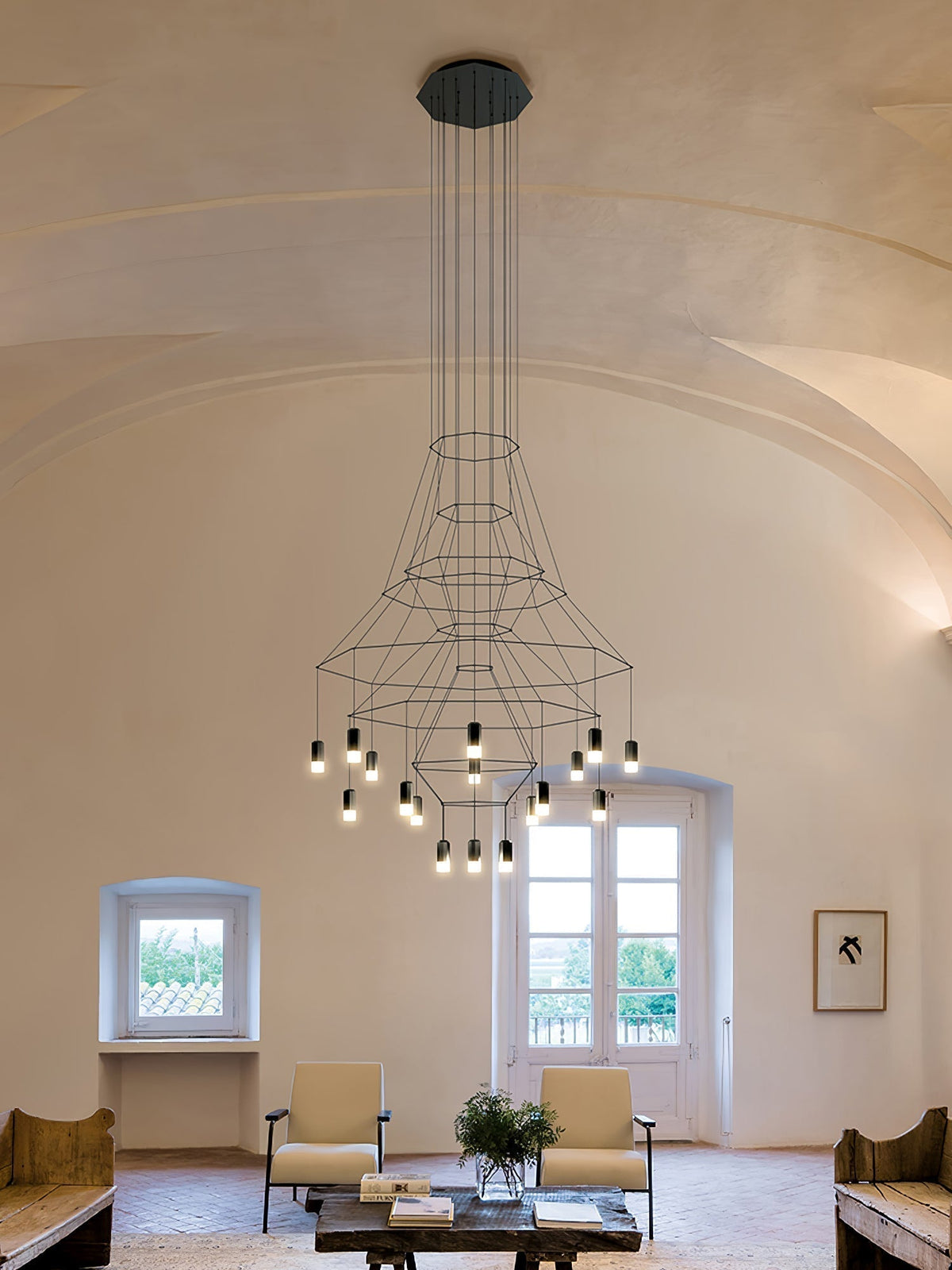 Tevenq Chandelier Lines Black Wireframe LED