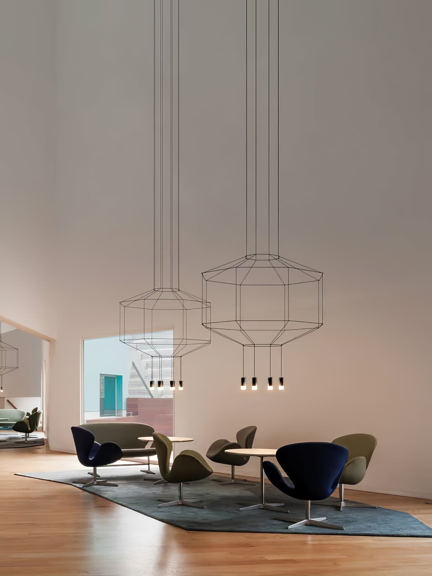 Elaalora Pendant Lamp Geometric Wire Black LED