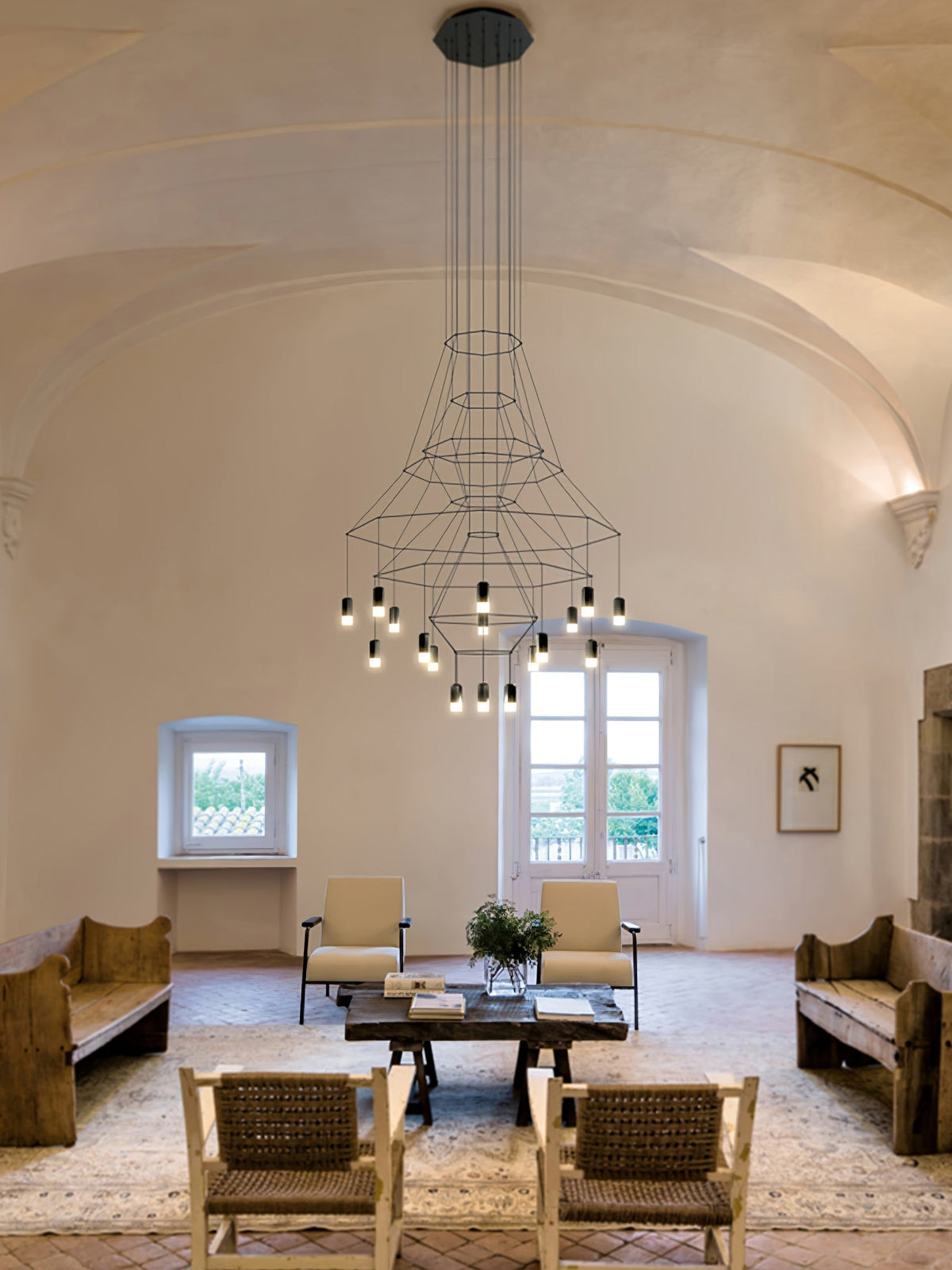 Tevenq Chandelier Lines Black Wireframe LED