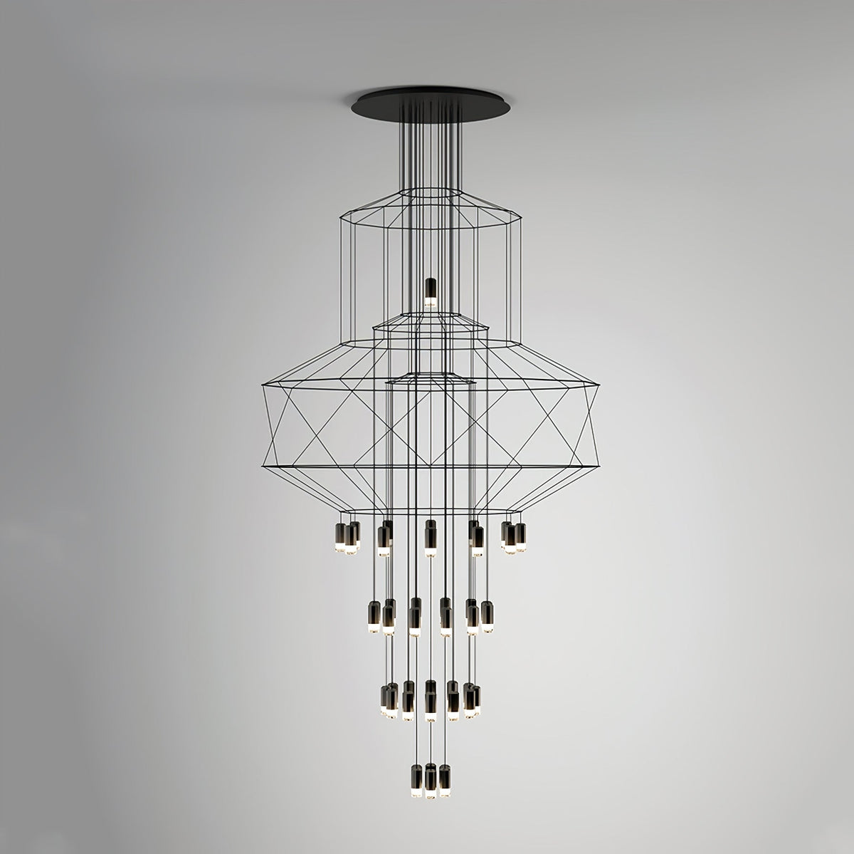 Tevenq Chandelier Lines Black Wireframe LED