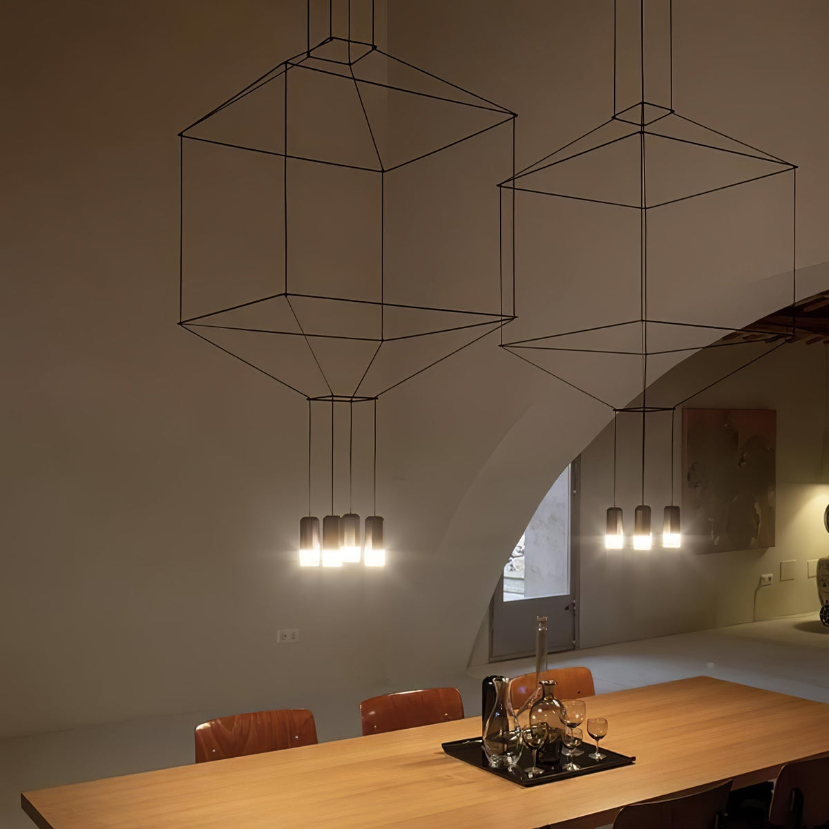 Elaalora Pendant Lamp Geometric Wire Black LED