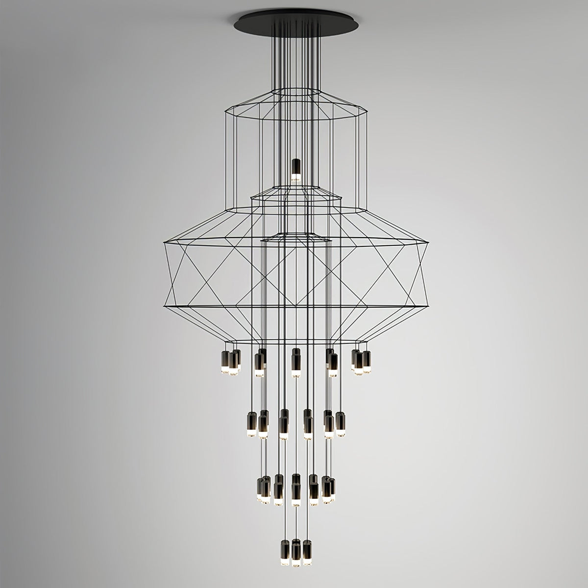 Tevenq Chandelier Lines Black Wireframe LED