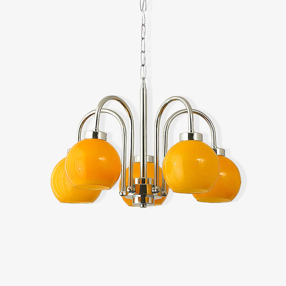 Liororian Chandelier Yellow Glass Globes