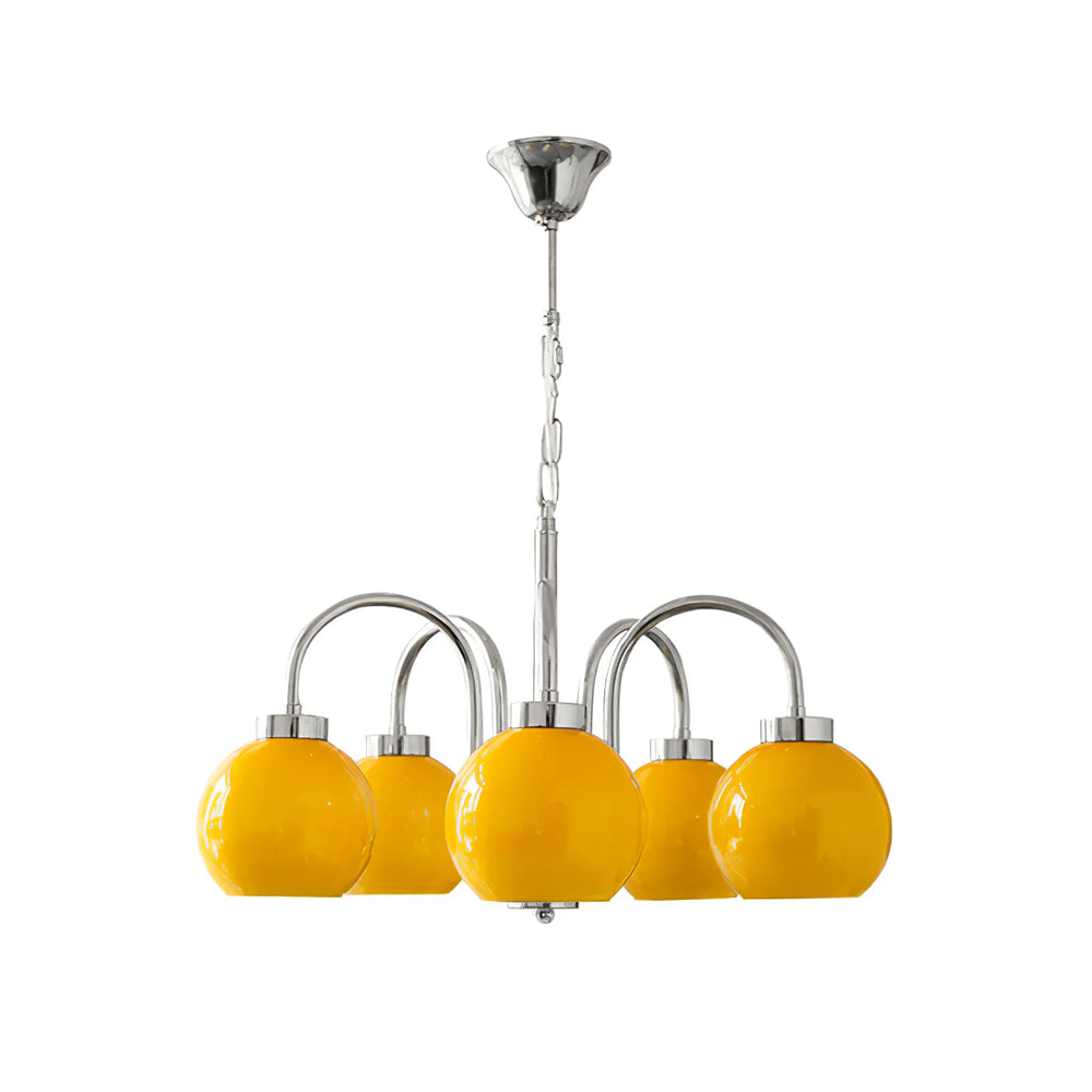 Liororian Chandelier Yellow Glass Globes