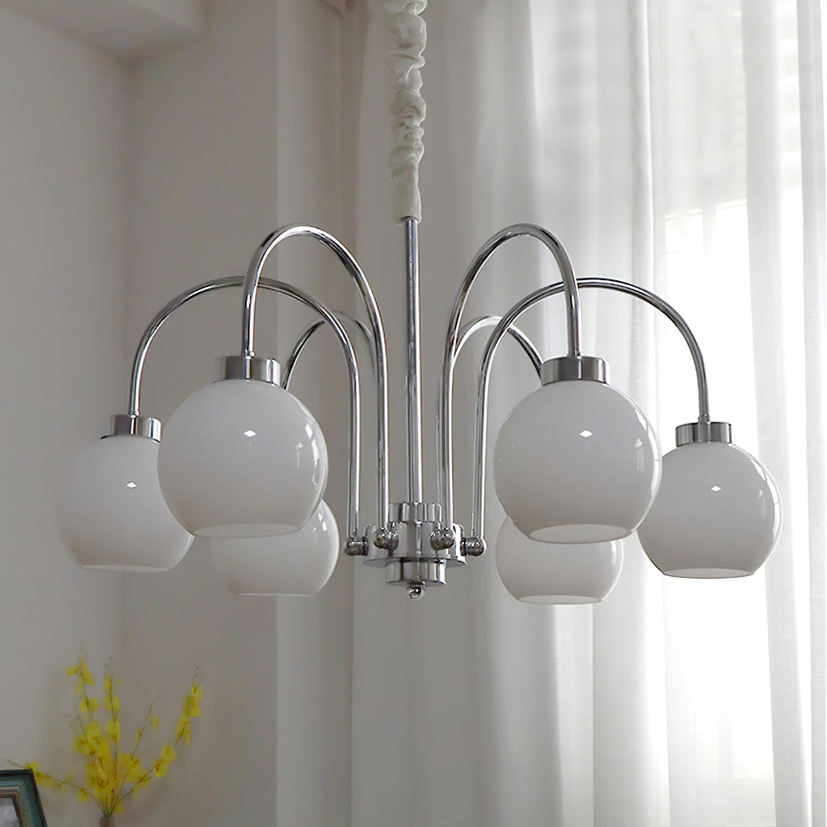 Liororian Chandelier Yellow Glass Globes