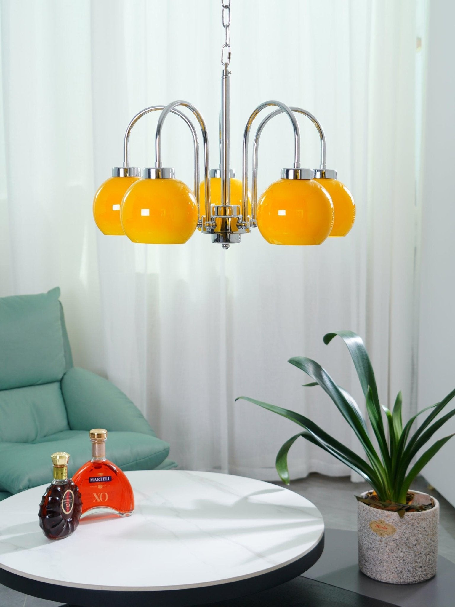 Liororian Chandelier Yellow Glass Globes