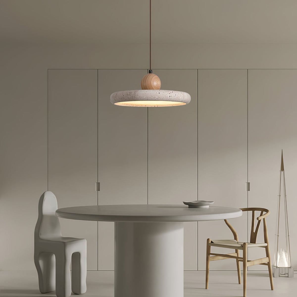 Fiona Travertine & Wood Pendant Light