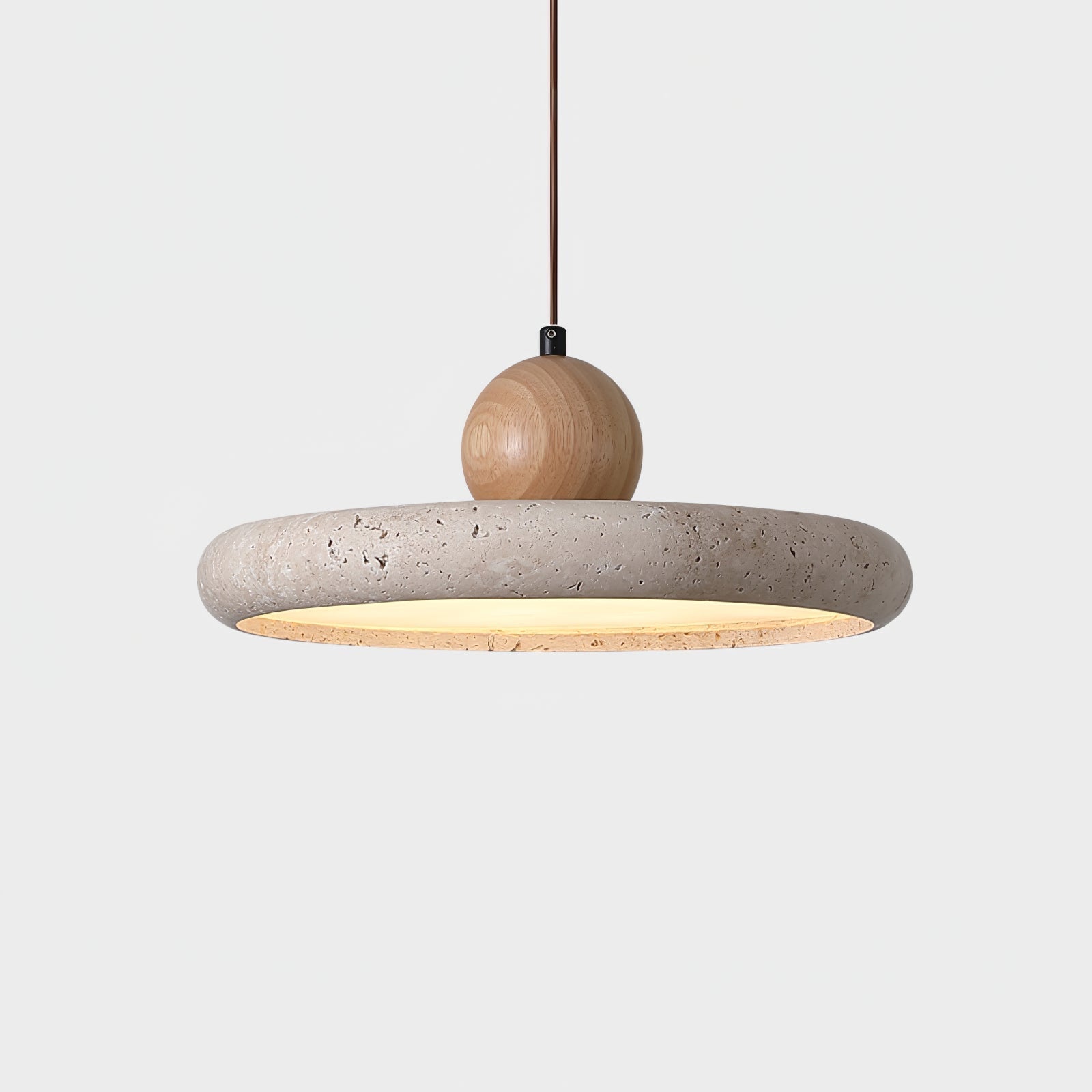 Fiona Travertine & Wood Pendant Light