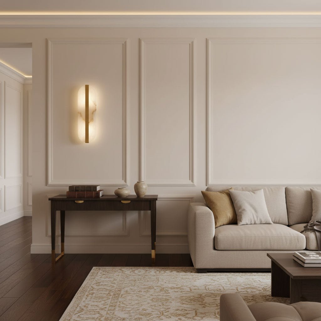 Fioraview Long Ellipse Alabaster Indoor Wall Light