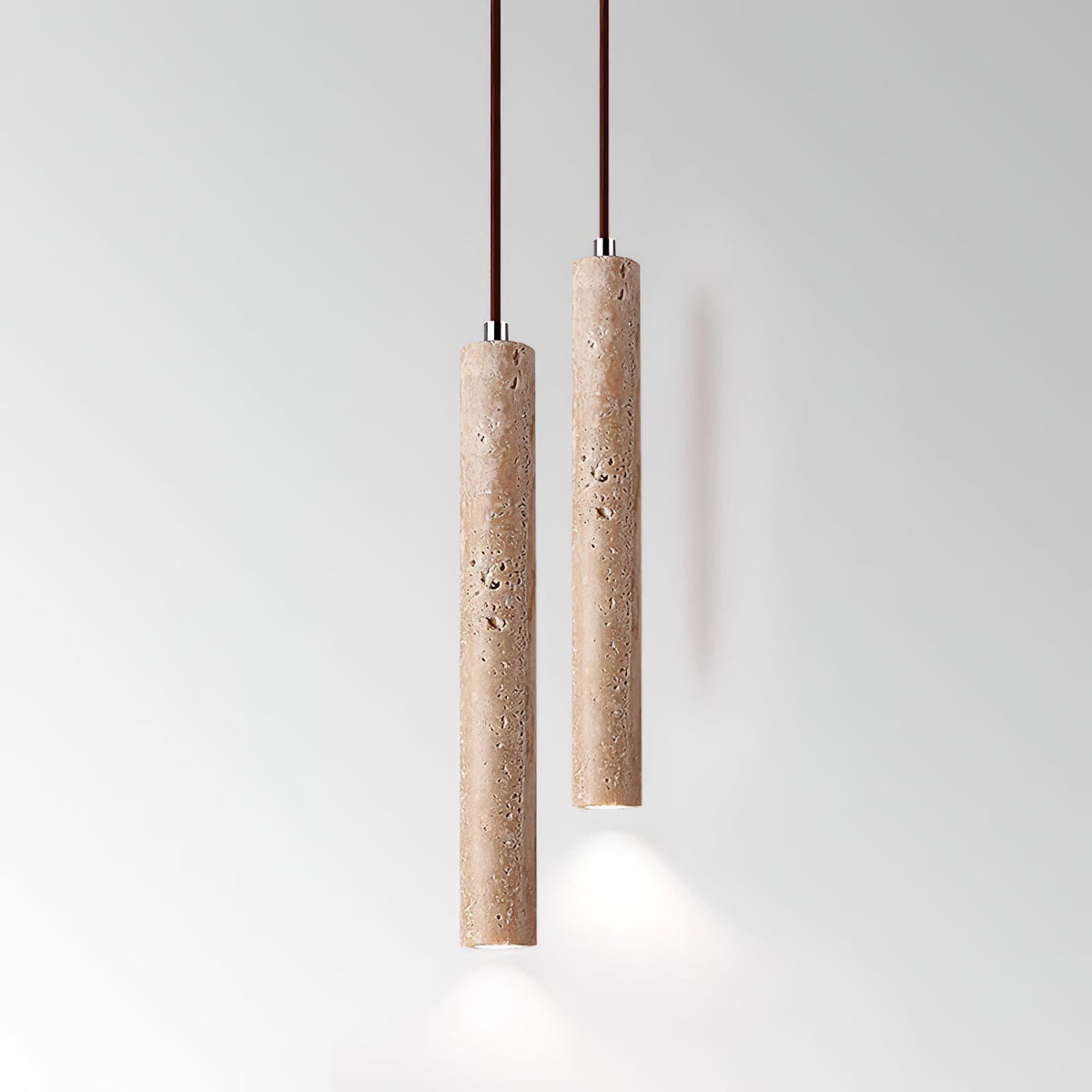 Sular Cylindrical Travertine Pendant Light