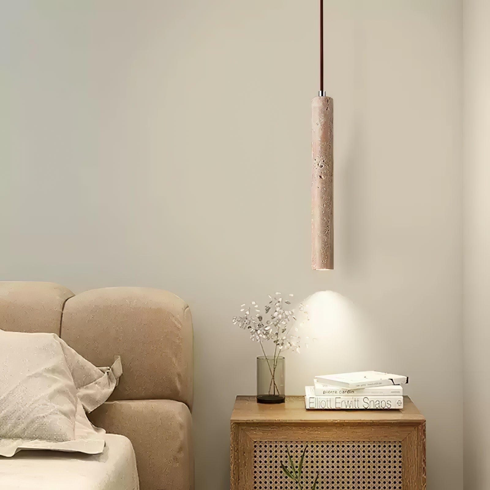 Sular Cylindrical Travertine Pendant Light
