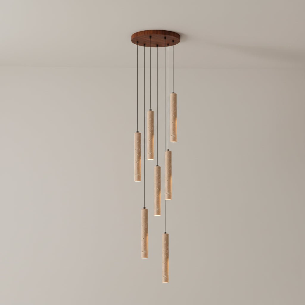Sular Cylindrical Travertine Pendant Light