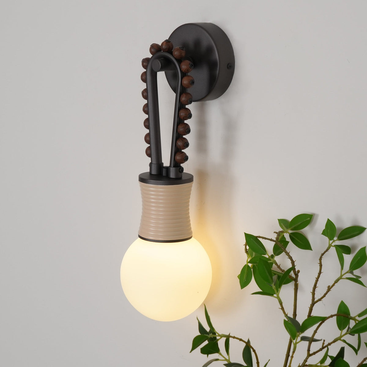 Sytala Premium Art Walnut Glass Wall Lamp