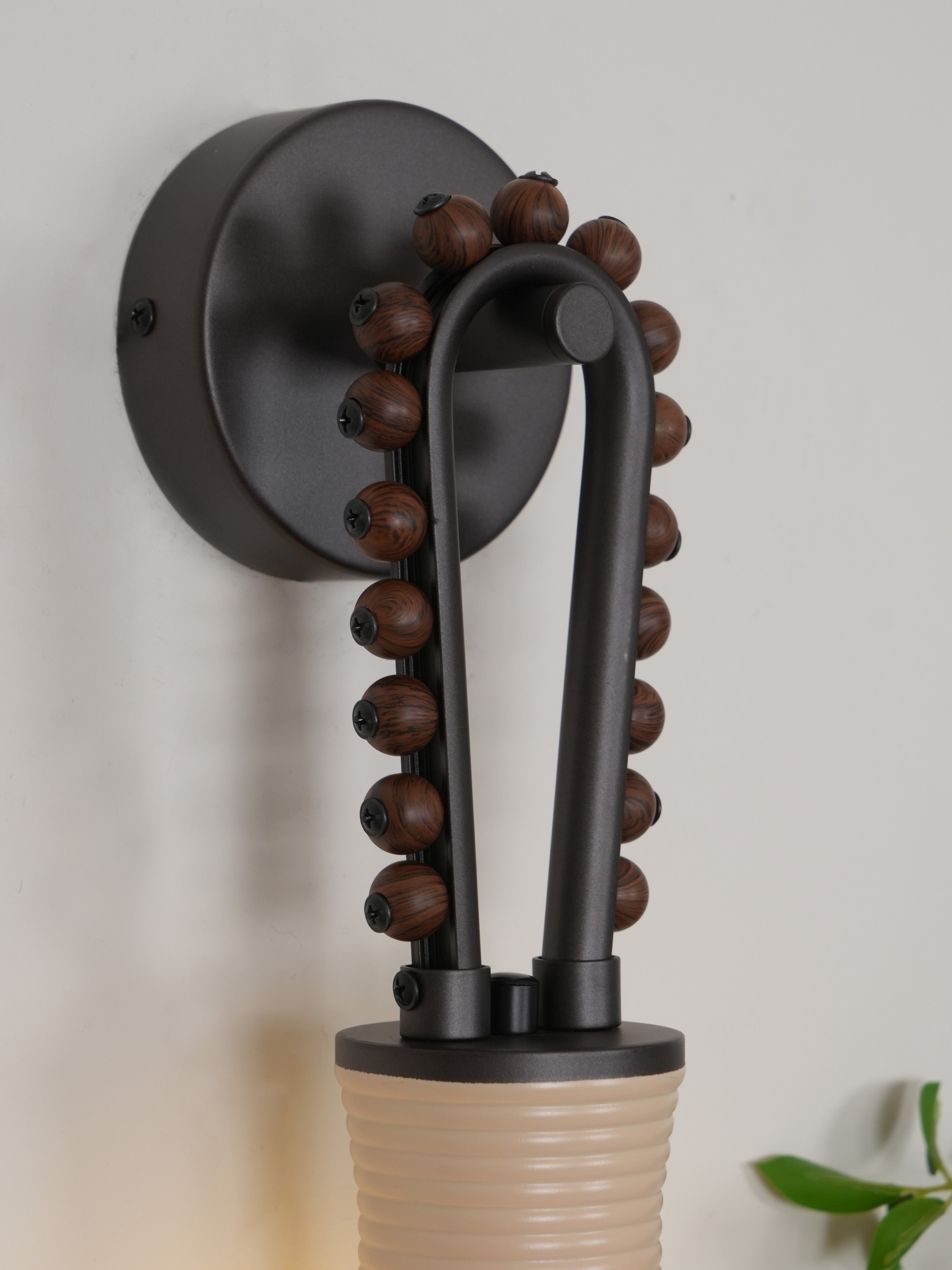 Sytala Premium Art Walnut Glass Wall Lamp