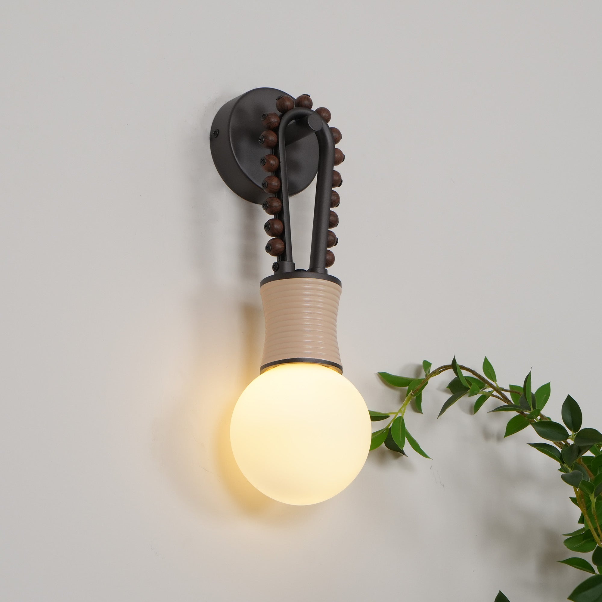 Sytala Premium Art Walnut Glass Wall Lamp - Neutral Decor