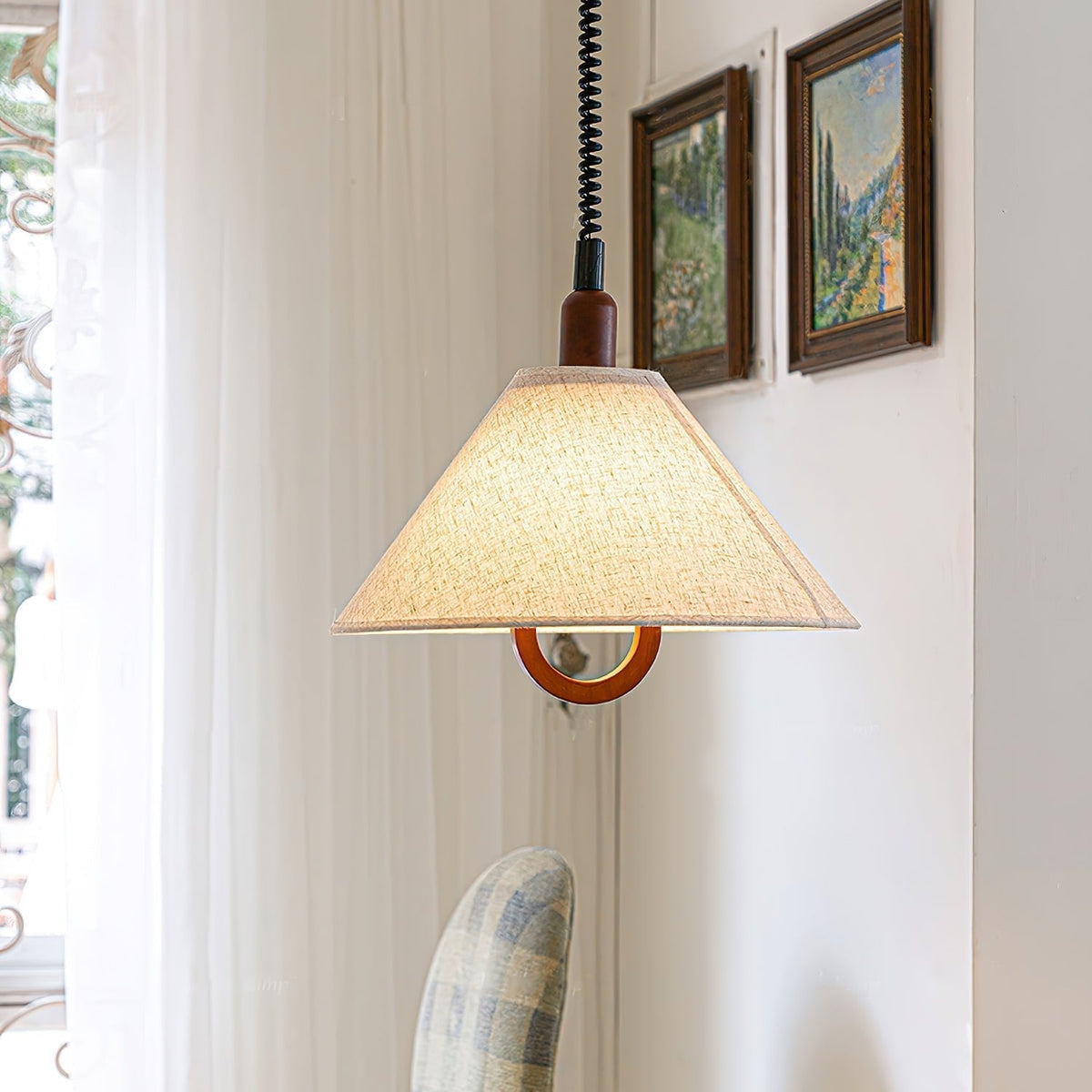 Alcaria Premium Nordic Art Fabric Wood Pendant Lamp