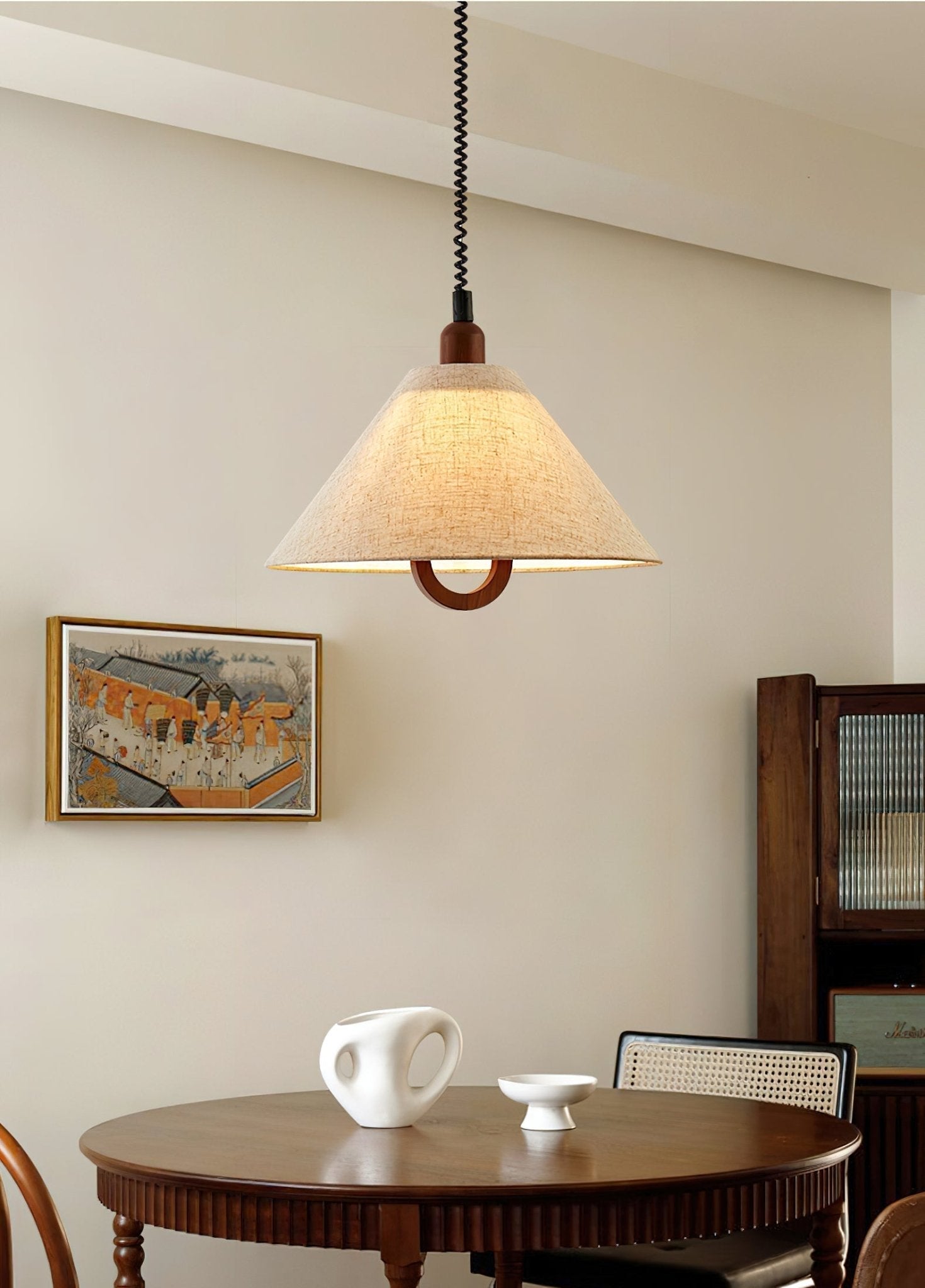 Alcaria Premium Nordic Art Fabric Wood Pendant Lamp
