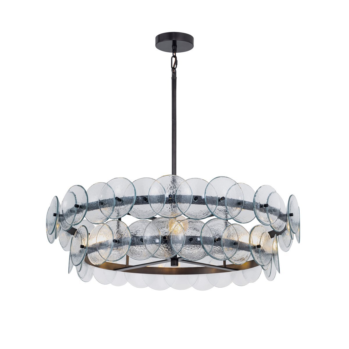 Celalora Chandelier Amber Pressed Glass Disc Round