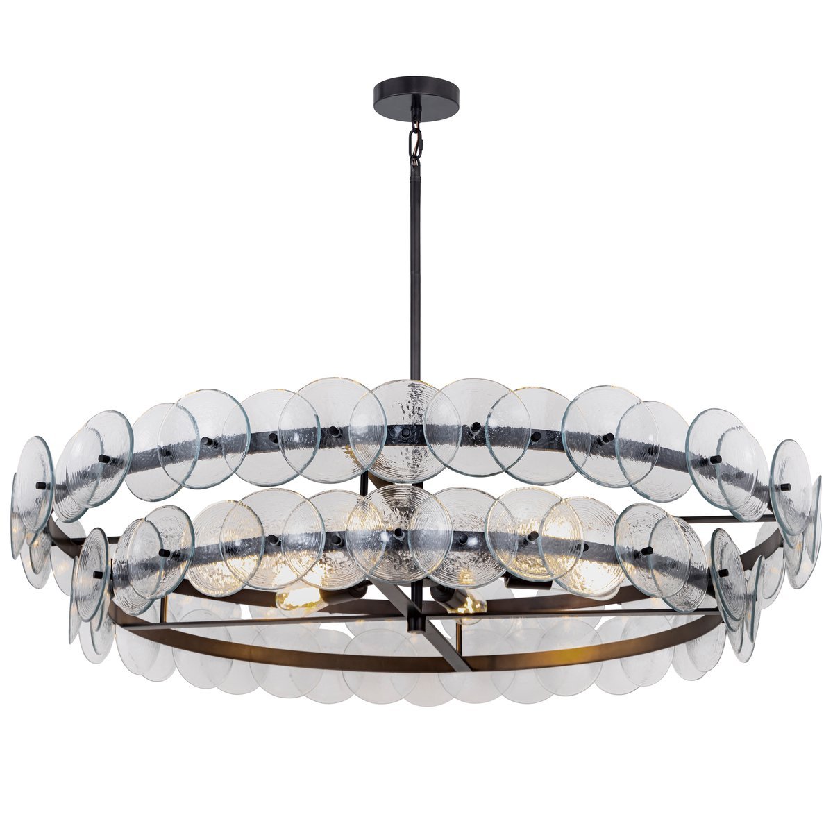Celalora Chandelier Amber Pressed Glass Disc Round